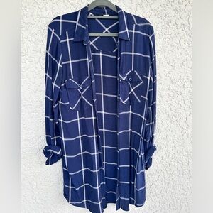 3/$25 Navy Blue Windowpane Plaid Button Down Shirt